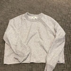 Aerie Grey cropped Distressed hoodie